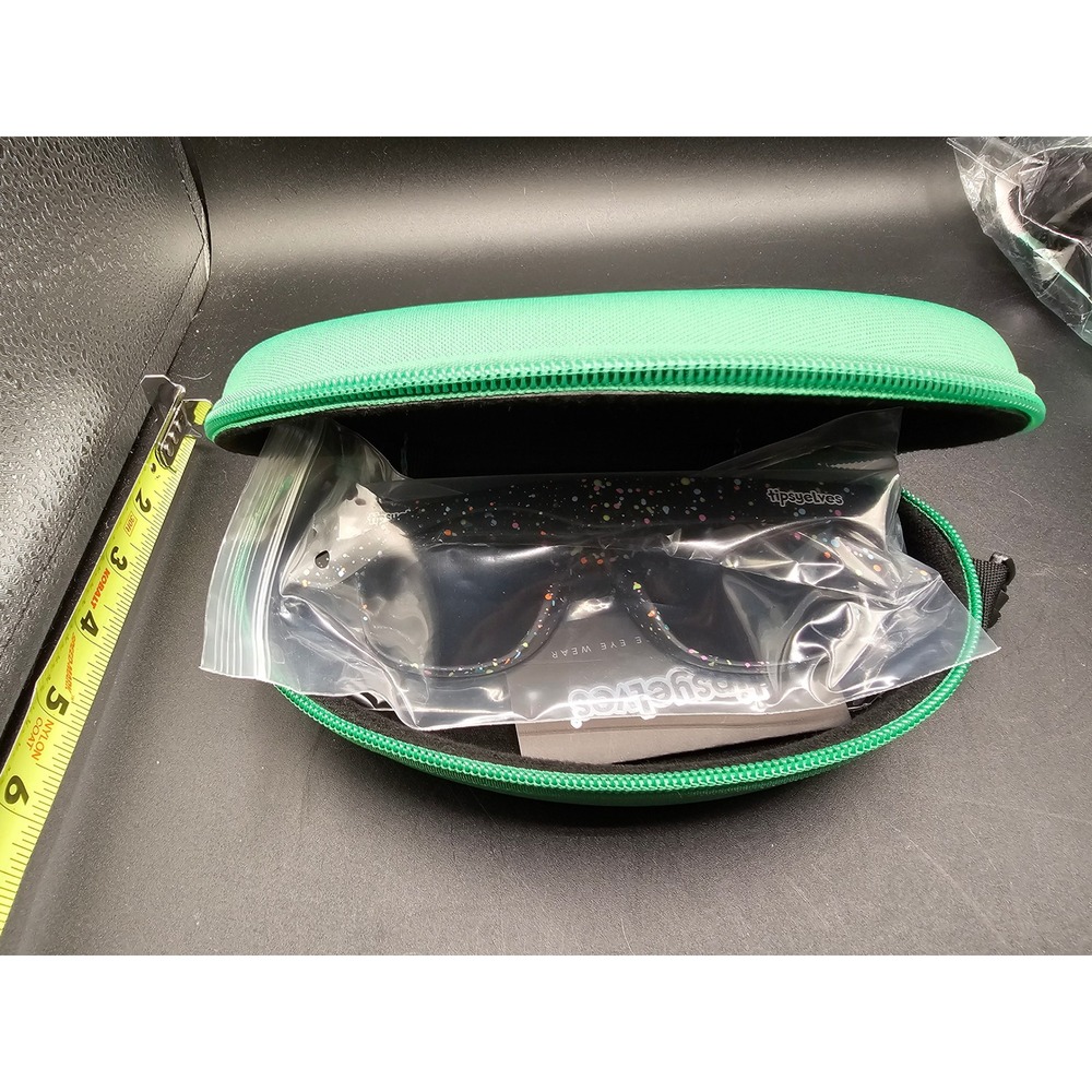 Tipsy Elves Performance Sunglasses Confetti Splatter Green Mirror Shield Lens